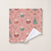 Retro Kersttafelkleed Funky Pastel Kerstmis Bad Handdoek (Wasdoekje)