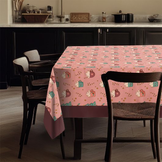 Retro Kersttafelkleed Funky Pastel Kerstmis Tafelkleed