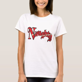 Retro kersttekst, aughty in Red Letters T-shirt