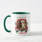 Retro Kersttruck Labrador Hondenkoffie Mok (Links)