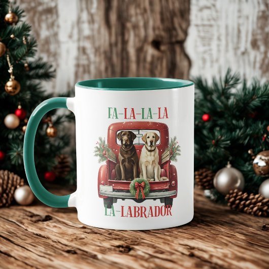 Retro Kersttruck Labrador Hondenkoffie Mok