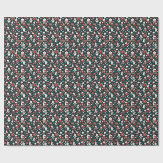 Retro Kersttrui Sci-Fi Robots Cadeaupapier (Vlak)