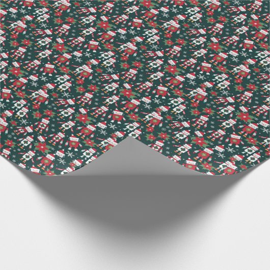 Retro Kersttrui Sci-Fi Robots Cadeaupapier (Hoek)