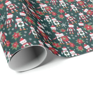 Retro Kersttrui Sci-Fi Robots Cadeaupapier