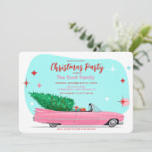 Retro Kerstvakantie auto Kaart (Staand voorkant)