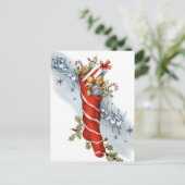 retro kerstvakantie briefkaart (Staand voorkant)