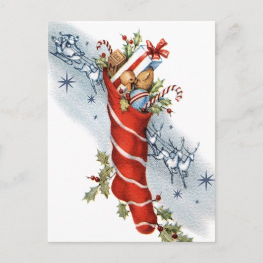 retro kerstvakantie briefkaart (Voorkant)