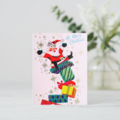  retro kerstvakantie briefkaart (Staand voorkant)