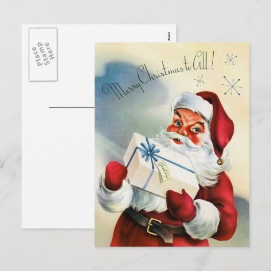  retro kerstvakantie briefkaart (Voorkant / Achterkant)