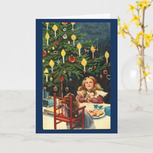  retro kerstvakantie gepersonaliseerd kaart (Gele Bloem)