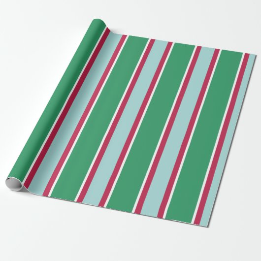 Retro Kerstvakantie Groen Rood Inpakpapier (Uitgerold)