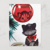  retro kerstvakantie kat briefkaart (Voorkant)