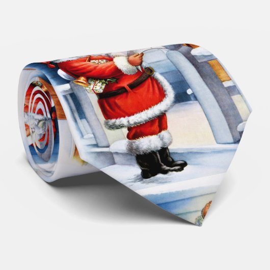 Retro Kerstvakantie Kerstman / Leuk Stropdas (Opgerold)