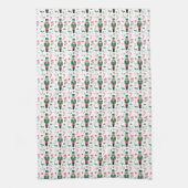 Retro Kerstvakantie Notenkraker Ornamenten Theedoek (Verticaal)