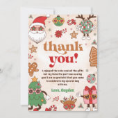 Retro Kerstvakantie Verjaardagsfeestje Bedankkaart (Voorkant)