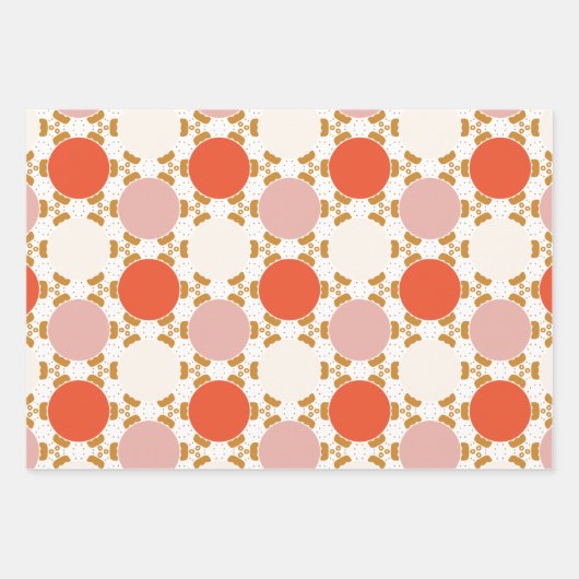 Retro Kerstverlichting Boom Ornamenten Vakantie Inpakpapier Vel (Voorkant 3)