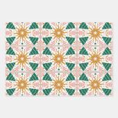 Retro Kerstverlichting Boom Ornamenten Vakantie Inpakpapier Vel (Voorkant 2)