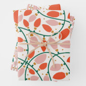 Retro Kerstverlichting Boom Ornamenten Vakantie Inpakpapier Vel (In situ)