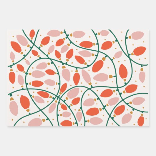 Retro Kerstverlichting Boom Ornamenten Vakantie Inpakpapier Vel (Voorkant)