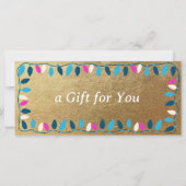 Retro Kerstverlichting Gouden Cadeaubon (Voorkant)