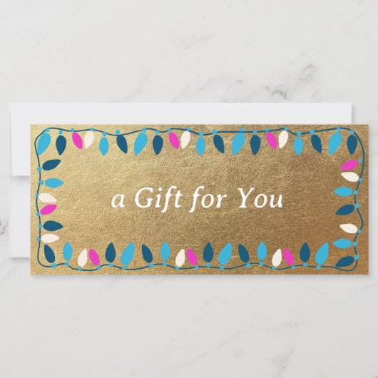 Retro Kerstverlichting Gouden Cadeaubon (Voorkant)