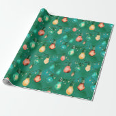 Retro Kerstverlichting Leuk Cadeaupapier Kerstmis (Uitgerold)
