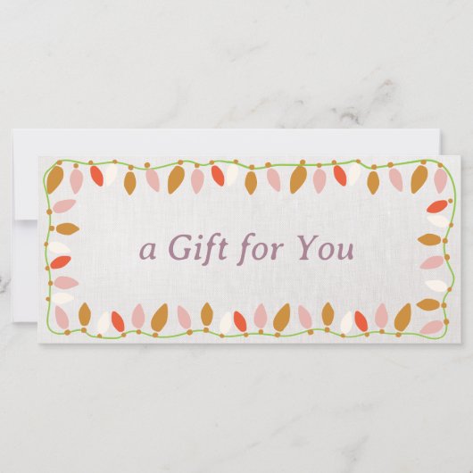 Retro Kerstverlichting Vakantie Cadeaubon (Voorkant)