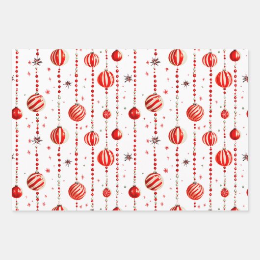 Retro Kerstversiering en Kralen Inpakpapier (Voorkant 3)