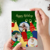 Retro kerstversiering Foto Feestdagenkaart