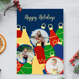 Retro kerstversiering Foto Feestdagenkaart