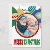 Retro Kerstversiering Fotosjabloon Platte Kaart (Voorkant)