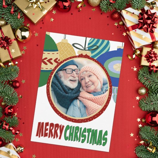 Retro Kerstversiering Fotosjabloon Platte Kaart