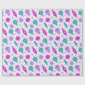 Retro kerstversiering in roze Blauwgroen design Cadeaupapier (Vlak)