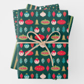 Retro Kerstversiering Midcentury Moderne kleuren Inpakpapier Vel (In situ)