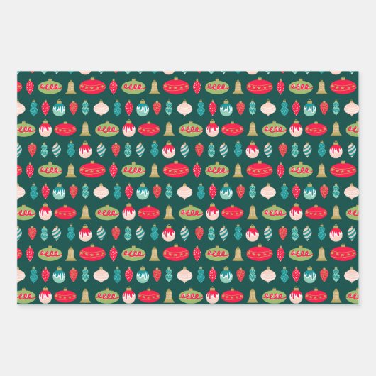 Retro Kerstversiering Midcentury Moderne kleuren Inpakpapier Vel (Voorkant)