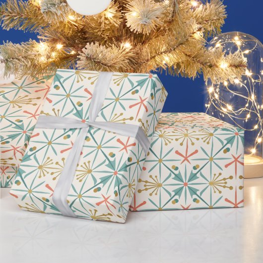 Retro Kerstversiering Midden Jaren Vijftig Kerstfe Cadeaupapier (Feestdagen)