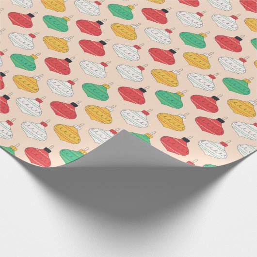 Retro Kerstversiering Patroon Cadeaupapier (Hoek)