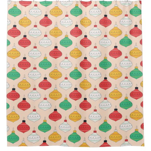 Retro Kerstversiering Patroon Douchegordijn (Voorkant)