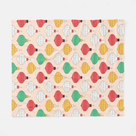 Retro Kerstversiering Patroon Fleece Deken (Voorkant (Horizontaal))