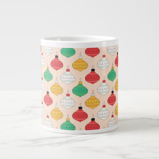 Retro Kerstversiering Patroon Grote Koffiekop (Voorkant)