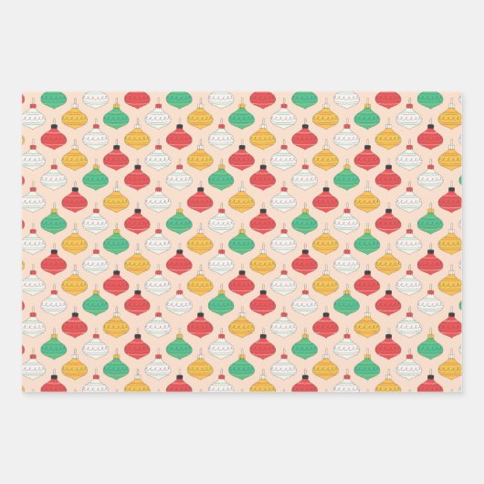 Retro Kerstversiering Patroon Inpakpapier Vel (Voorkant)