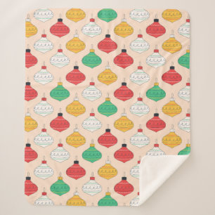 Retro Kerstversiering Patroon Sherpa Deken