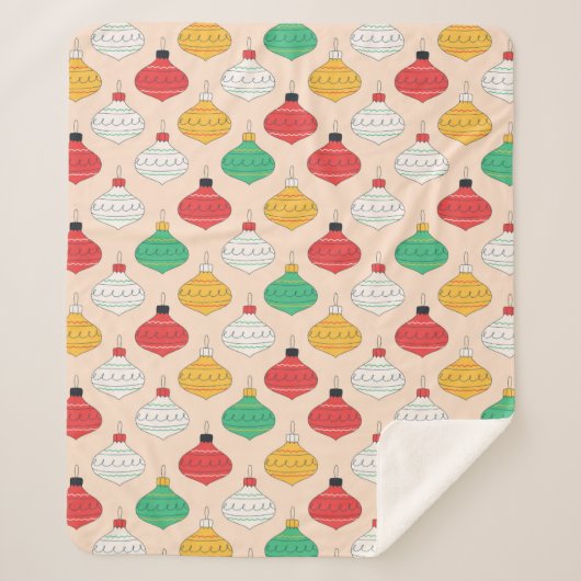 Retro Kerstversiering Patroon Sherpa Deken (Voorkant)