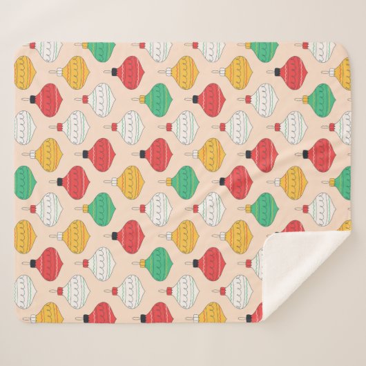 Retro Kerstversiering Patroon Sherpa Deken (Voorkant (horizontaal))