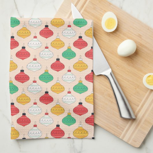 Retro Kerstversiering Patroon Theedoek (Quarter Fold)