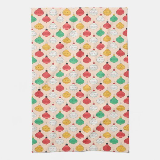 Retro Kerstversiering Patroon Theedoek (Verticaal)