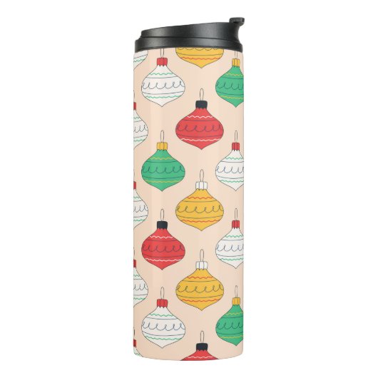 Retro Kerstversiering Patroon Thermosbeker (Gedraaid links)