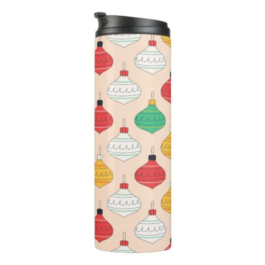 Retro Kerstversiering Patroon Thermosbeker (Geroteerd rechts)