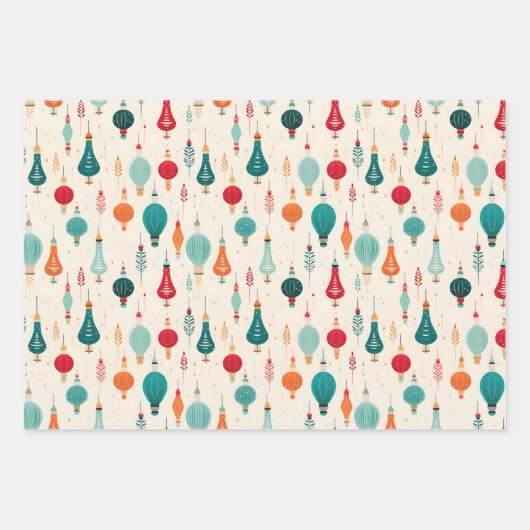 Retro Kerstversiering Vakantie Inpakpapier Vel (Voorkant 2)