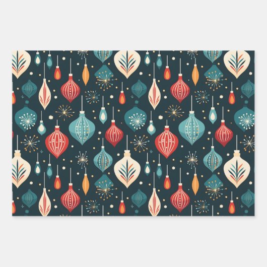 Retro Kerstversiering Vakantie Inpakpapier Vel (Voorkant)